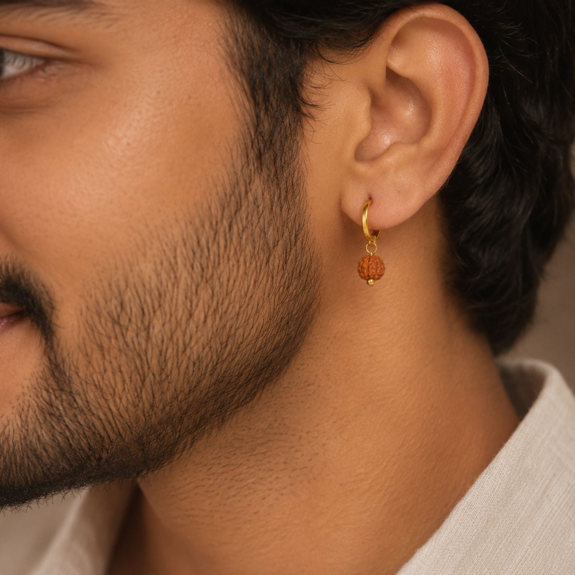 5 Mukhi Rudraksha Hoop Earrings
