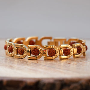 Gold Plated Prime Rudraksha Bracelet For Men