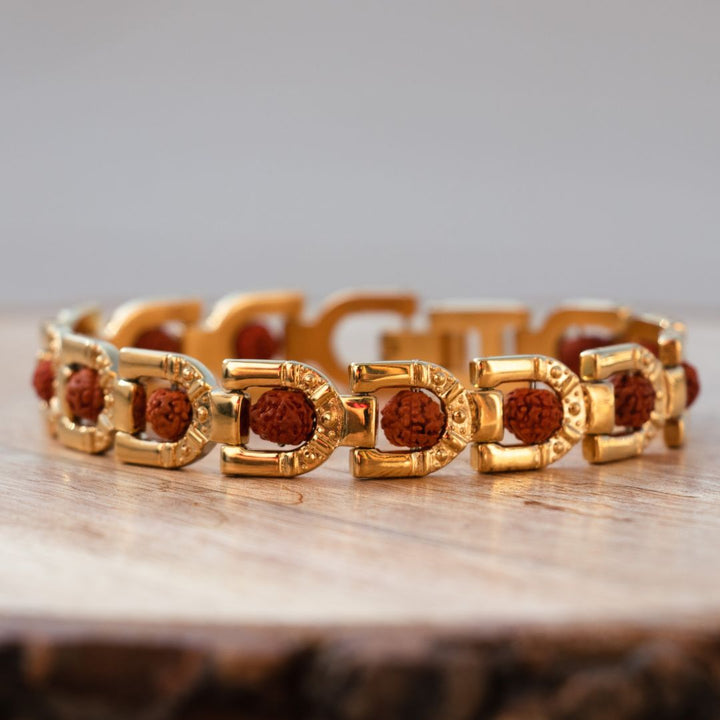 Gold Plated Prime Rudraksha Bracelet For Men