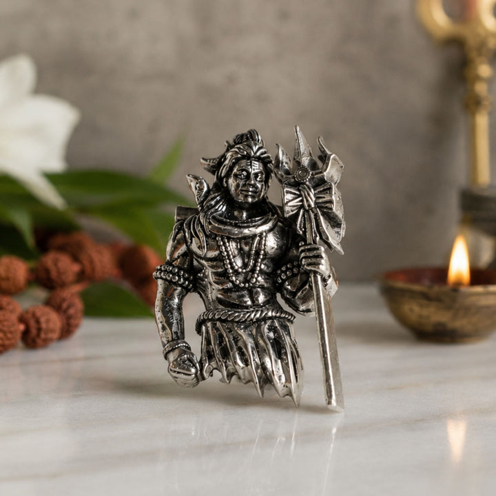 Silver Plated Fierce Shiva Brooch