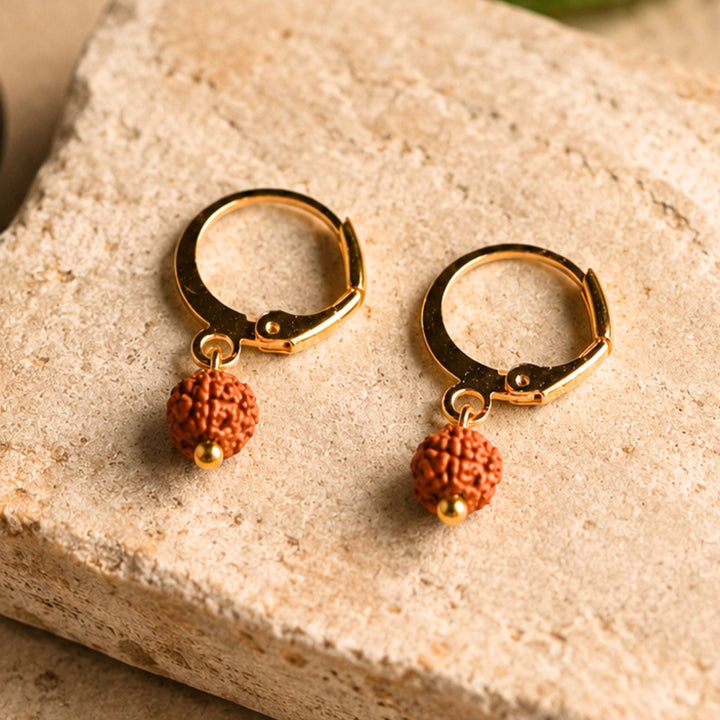 5 Mukhi Rudraksha Hoop Earrings
