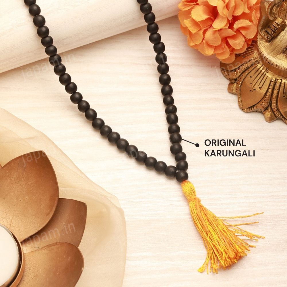 108+1 Divya Karungali Mala - Natural Ebony Wood Beads (Govt. Certified)