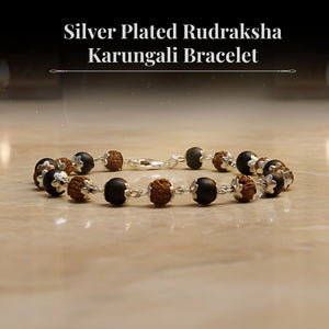 Silver Plated Rudraksha Karungali Bracelet