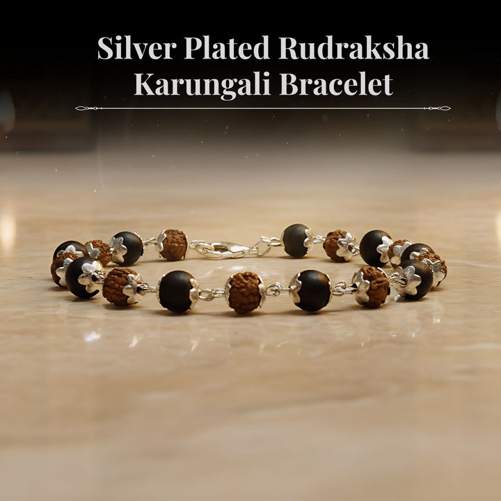 Silver Plated Rudraksha Karungali Bracelet