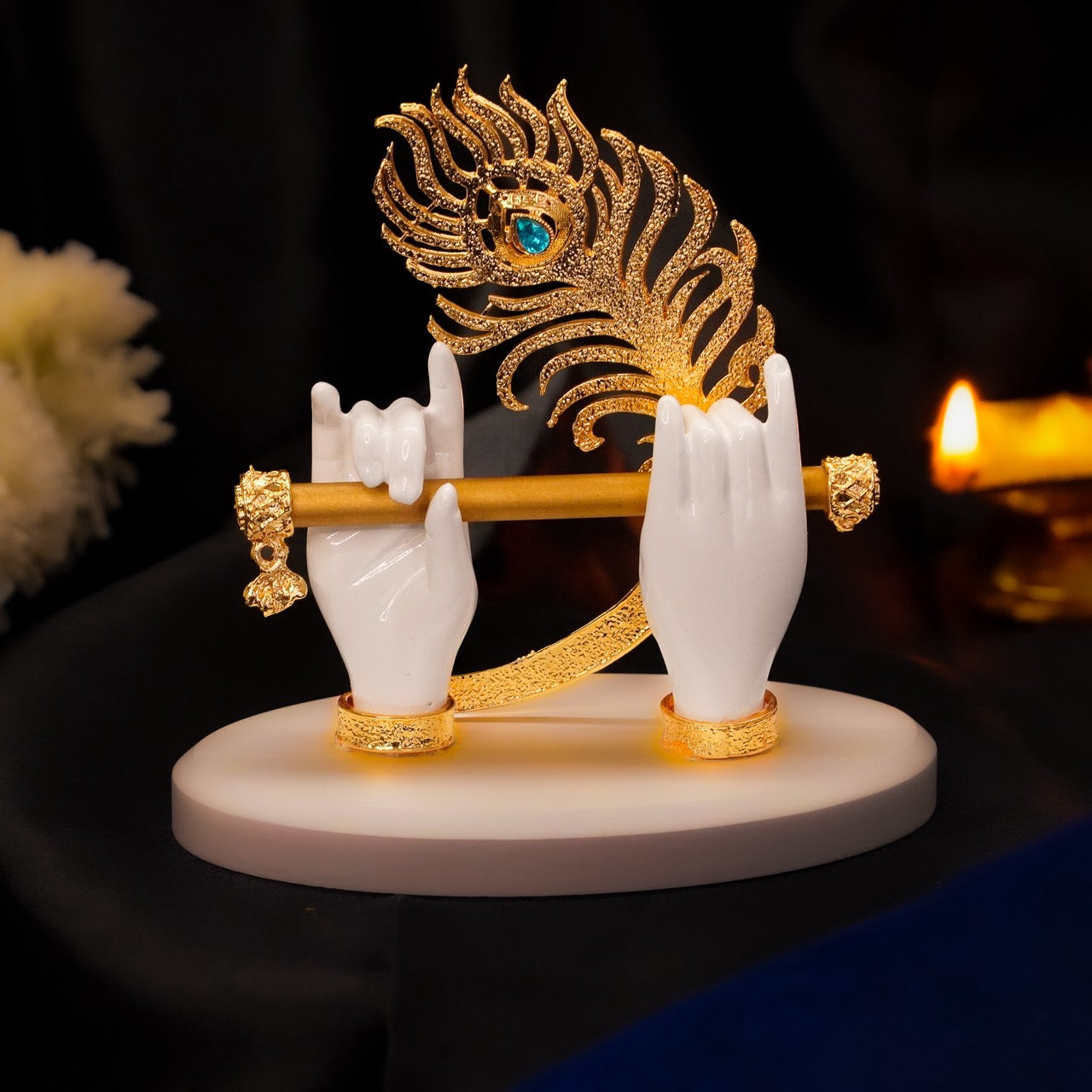 24K Gold Plated Ivory Krishna Hands