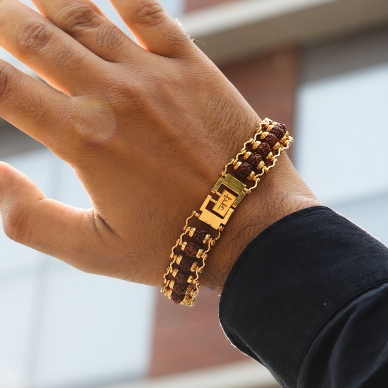 Gold Plated Modern Rudraksha Bracelet