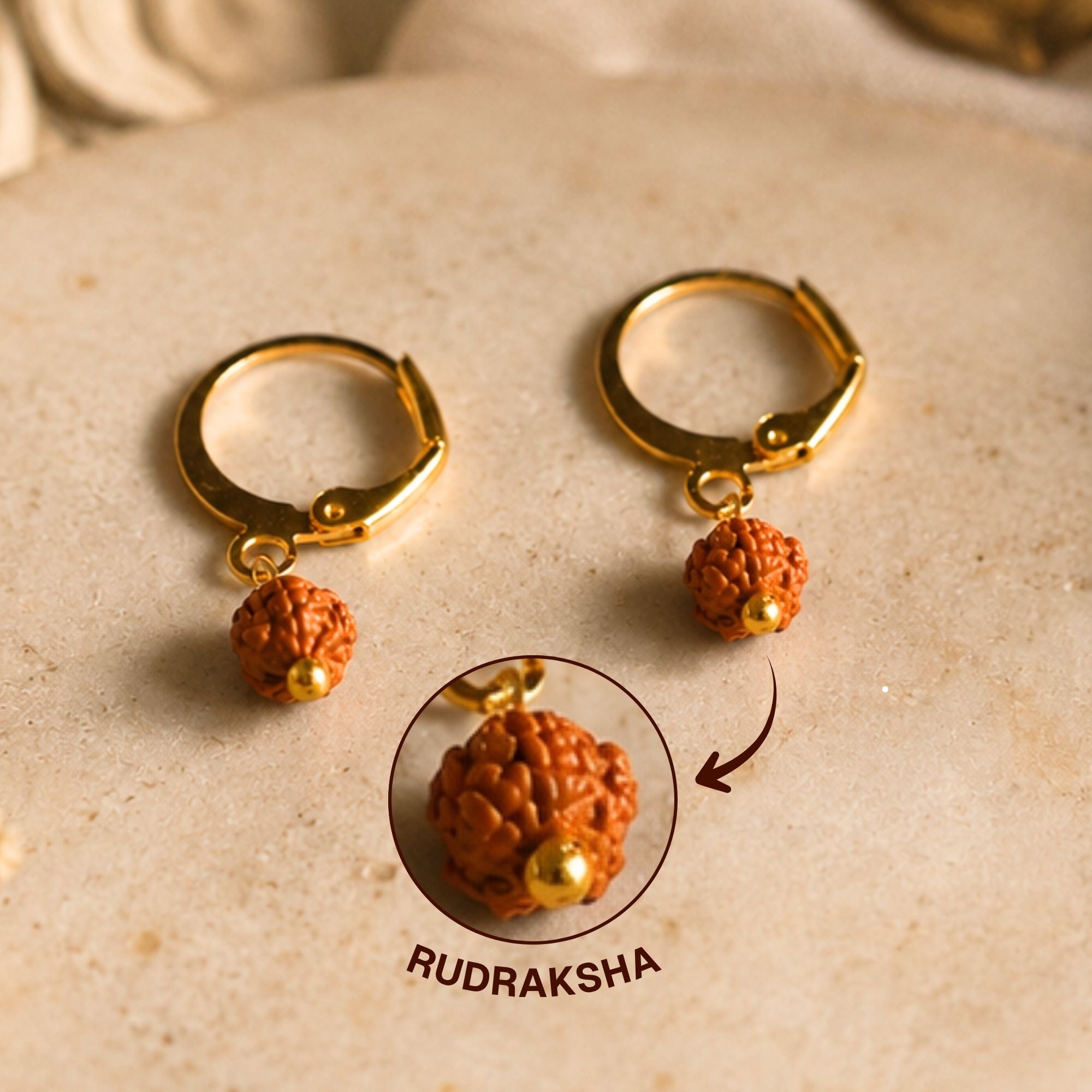 5 Mukhi Rudraksha Hoop Earrings