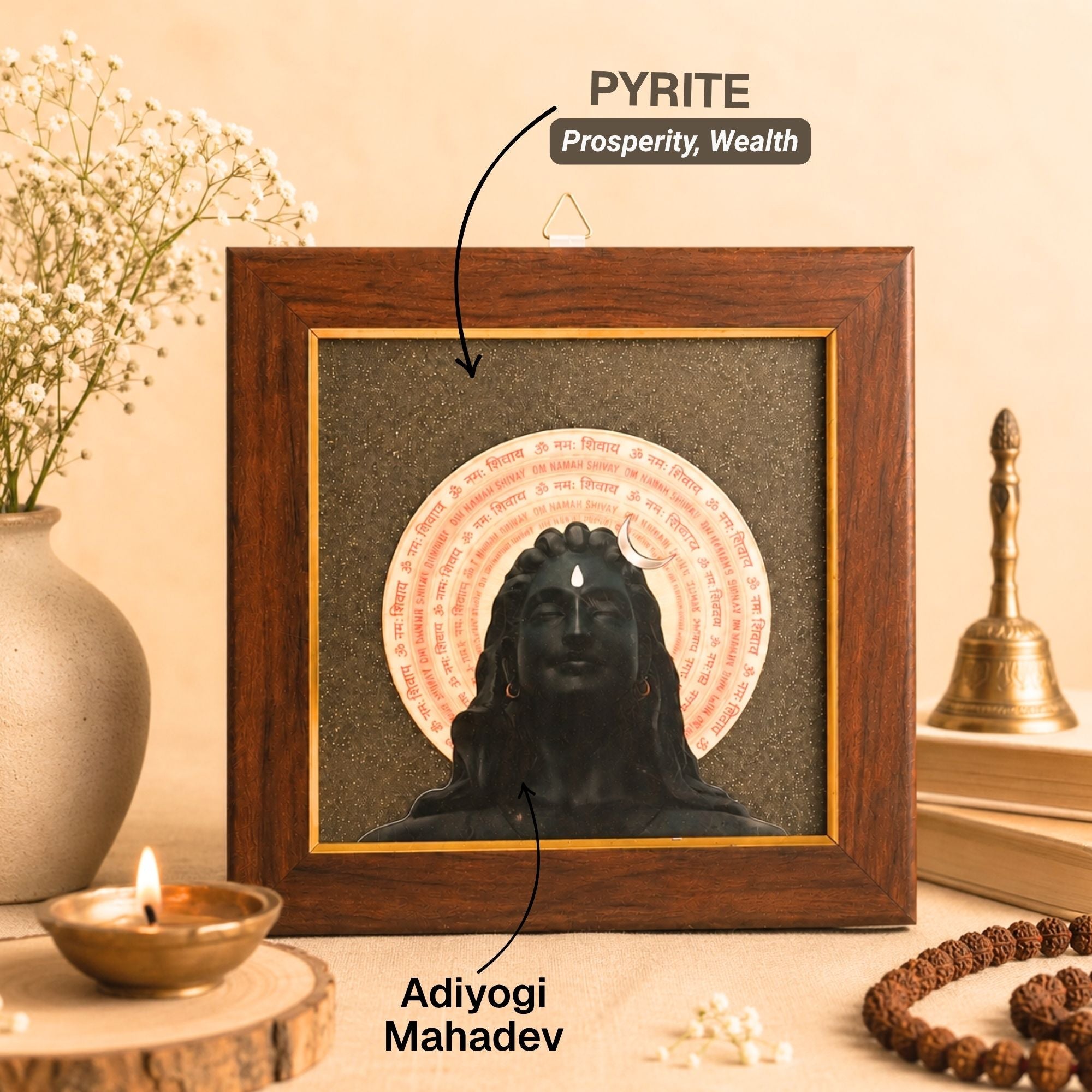 Adiyogi Pyrite Frame for Vaastu