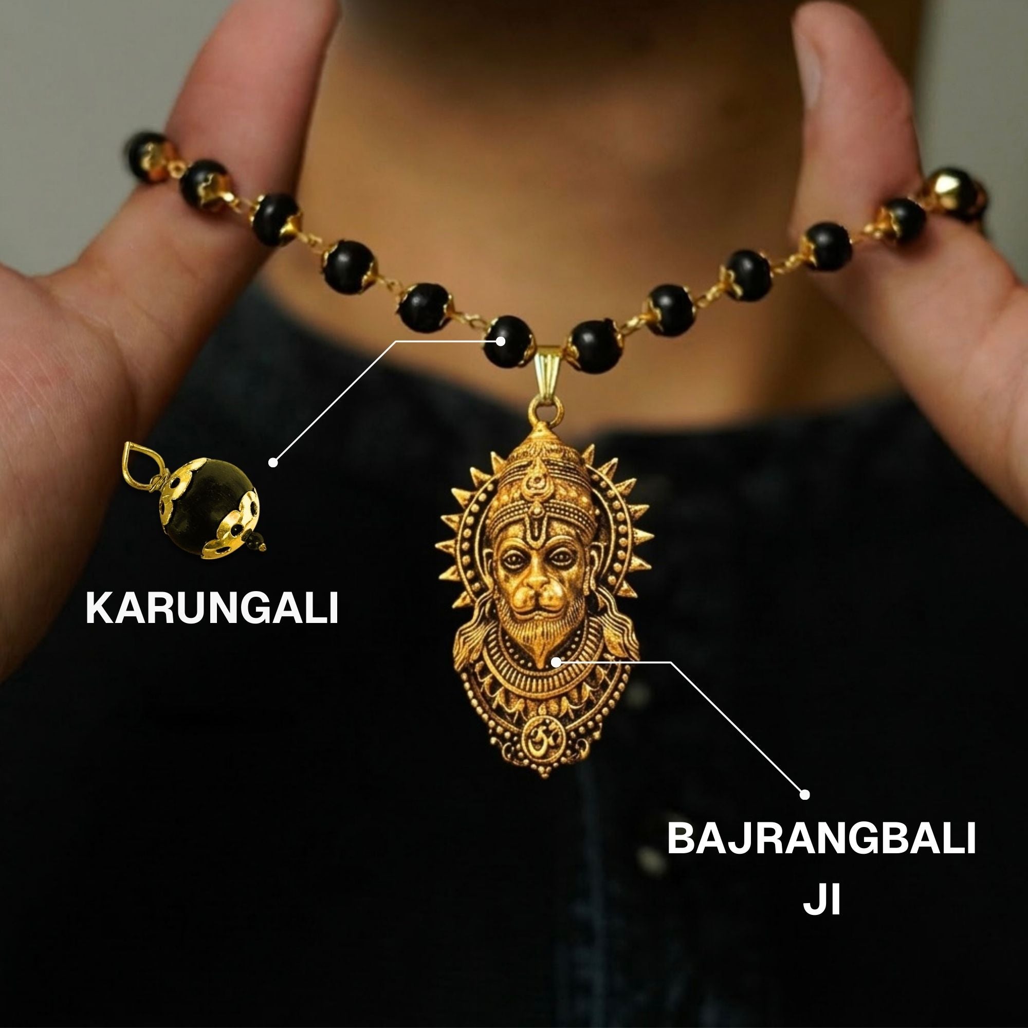 Gold Plated Bajrangbali Karungali Necklace
