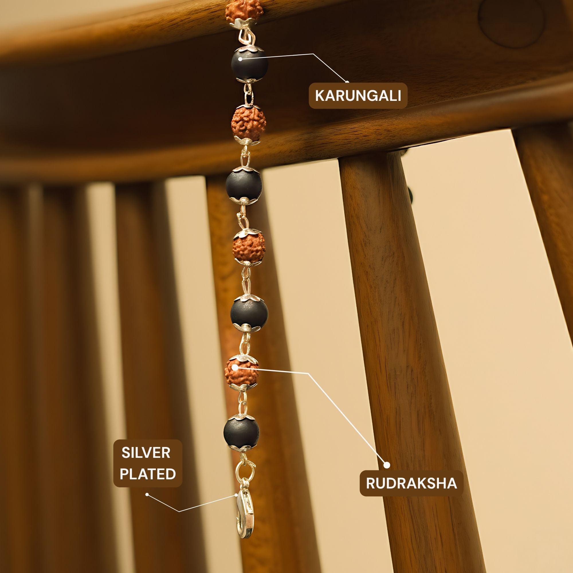 Silver Plated Rudraksha Karungali Bracelet