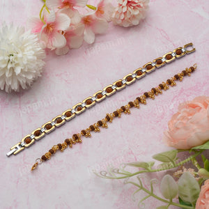 Gold Plated Elemental + Duotone Rudraksha Bracelet Combo