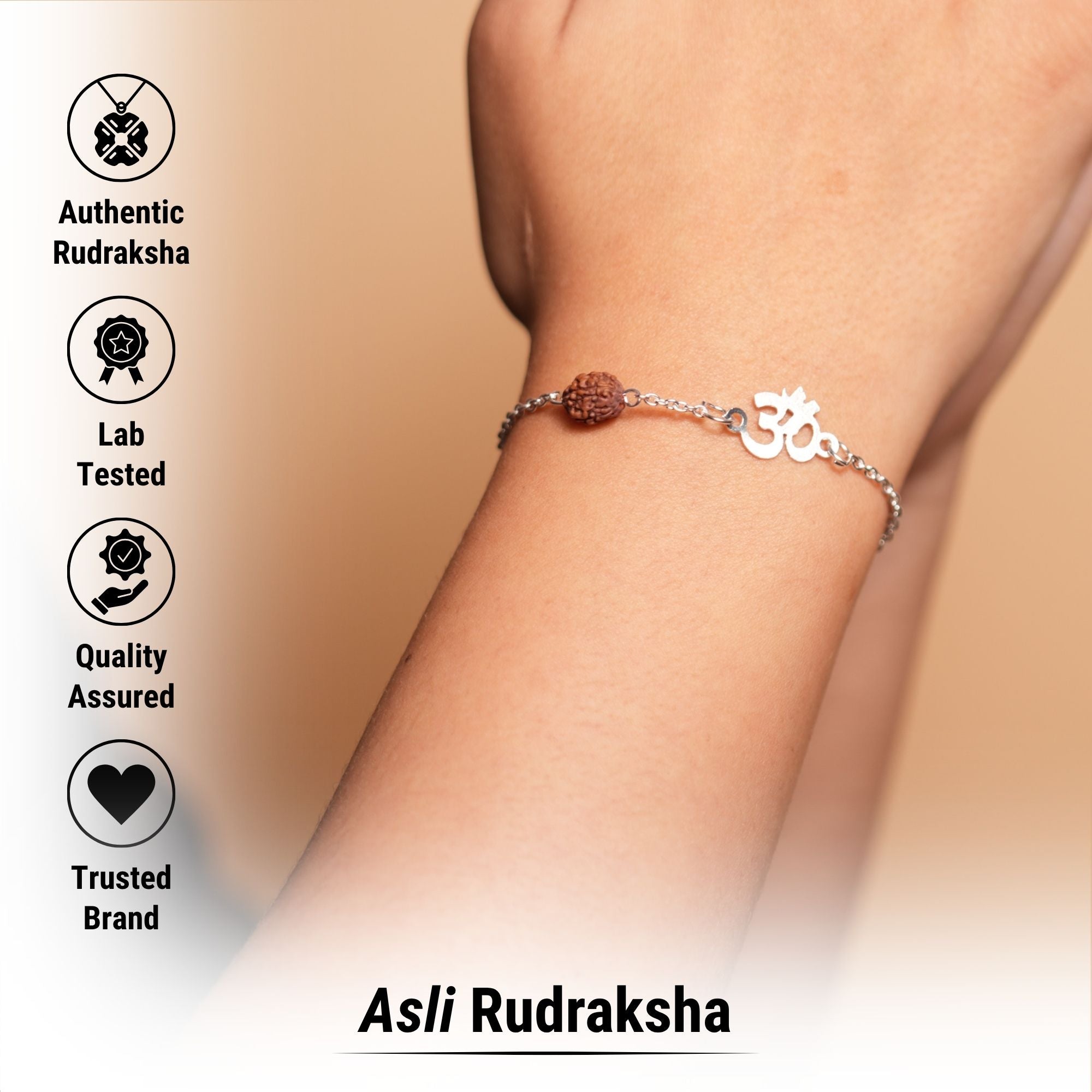 Silver Plated Rudraksha Om Bracelet