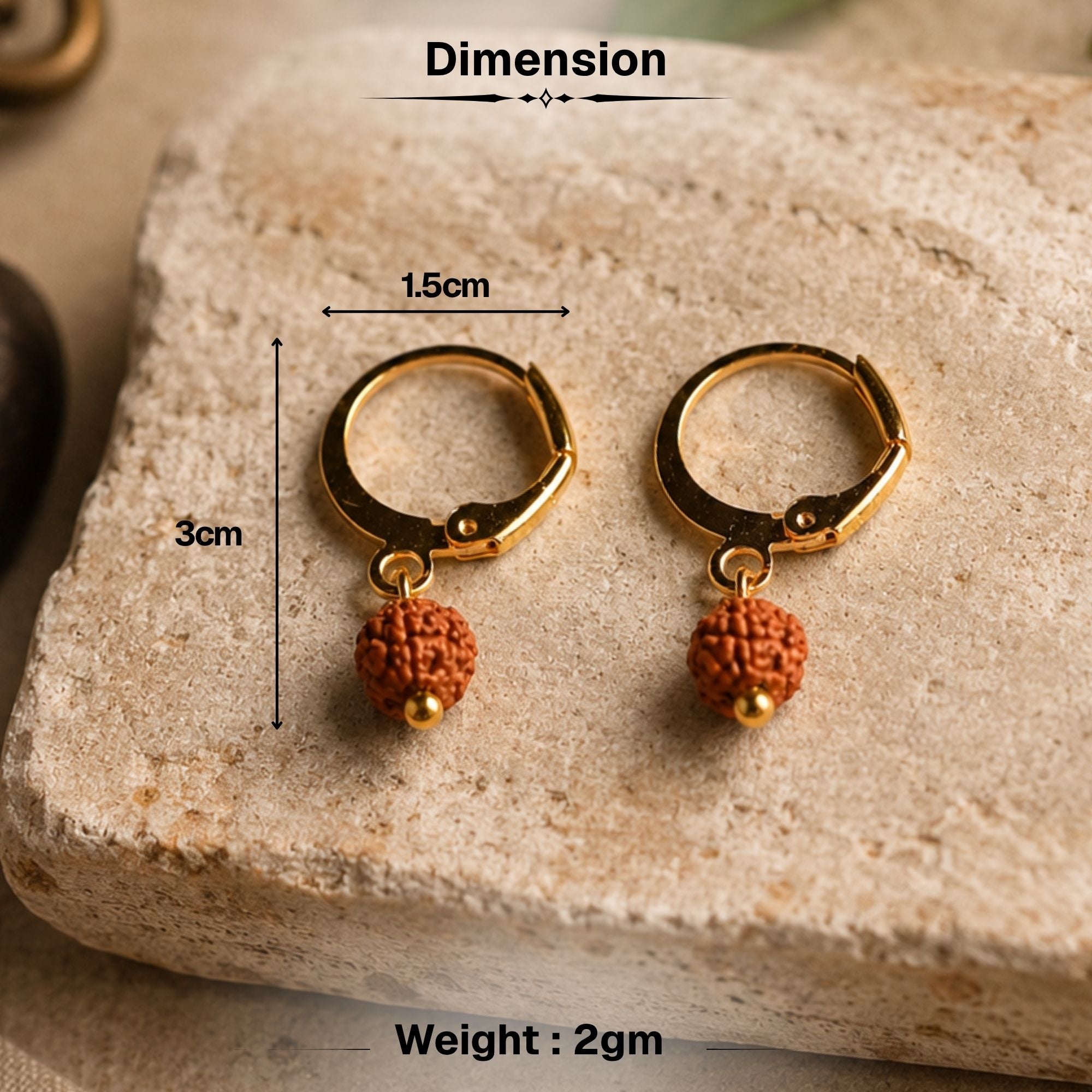 5 Mukhi Rudraksha Hoop Earrings