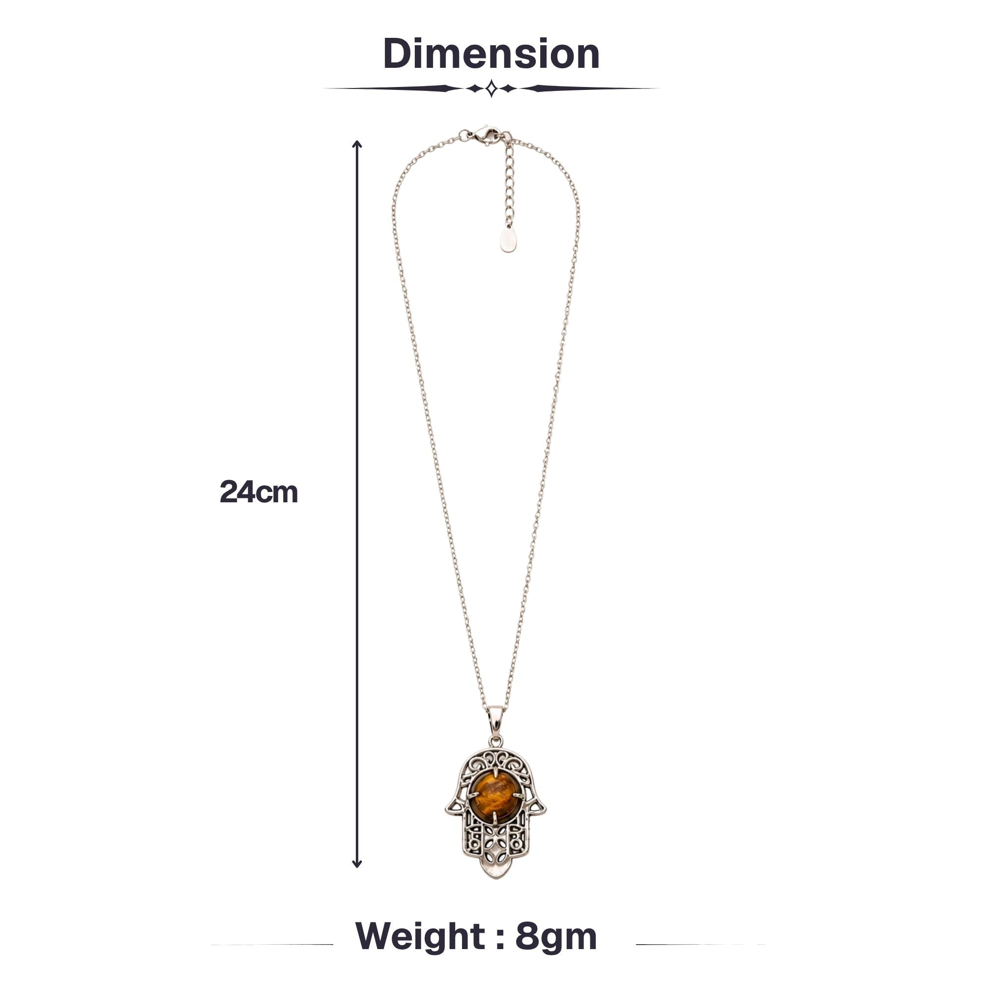 Tiger Eye Hamsa Hand Necklace