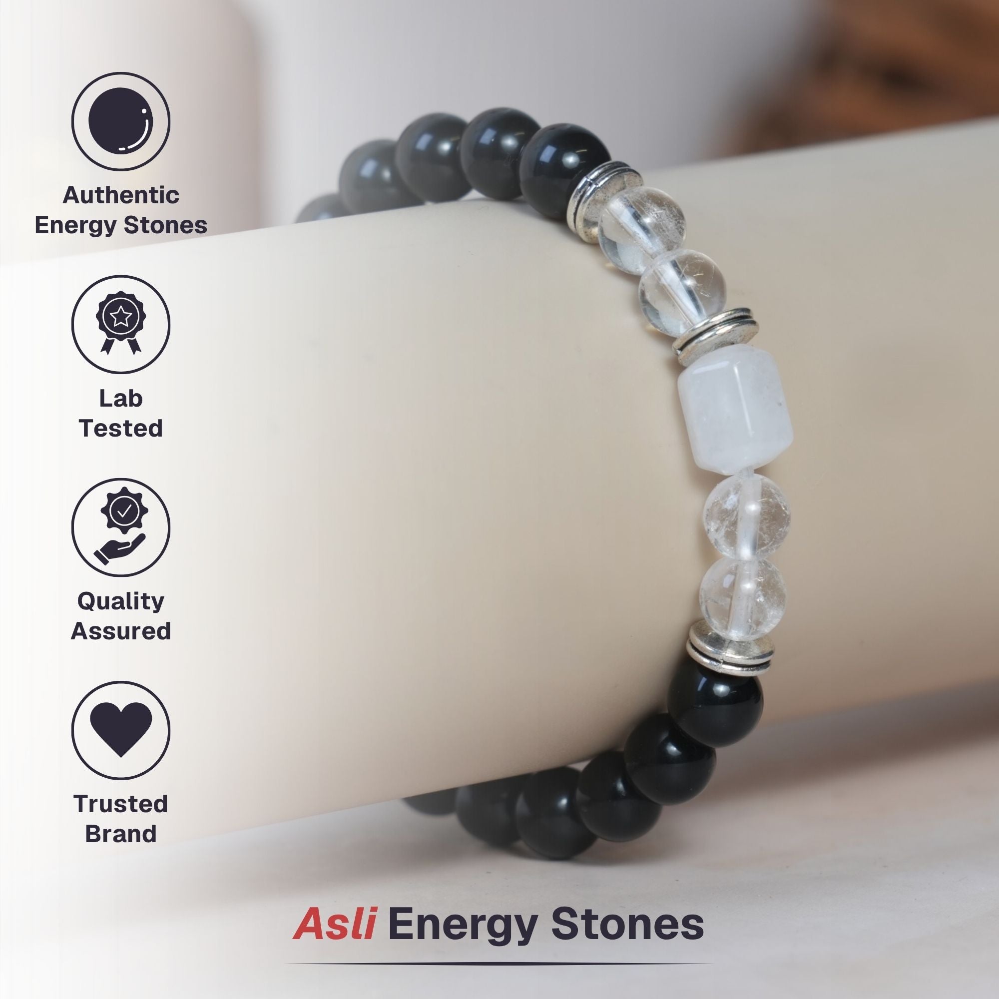 Clear Quartz Zodiac Band – Cancer (कर्क राशि)