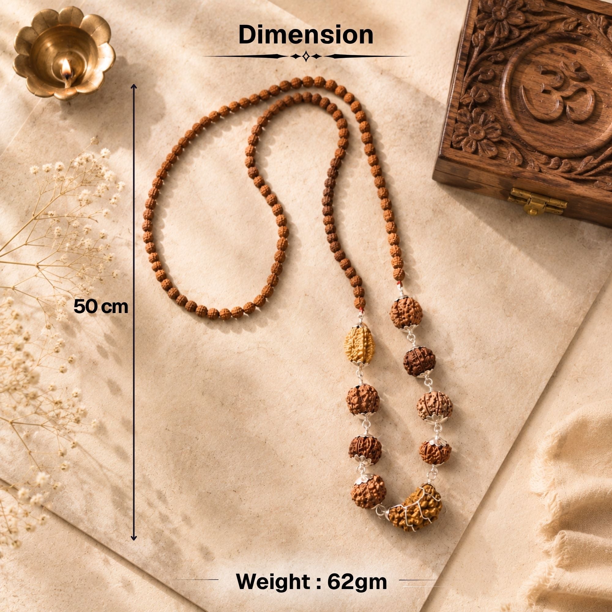 Navgrah Raksha Kavach Mala with 1-9 Mukhi Rudraksha