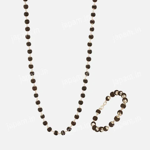 Silver Plated Karungali Mala + Karungali Bracelet Combo For Men