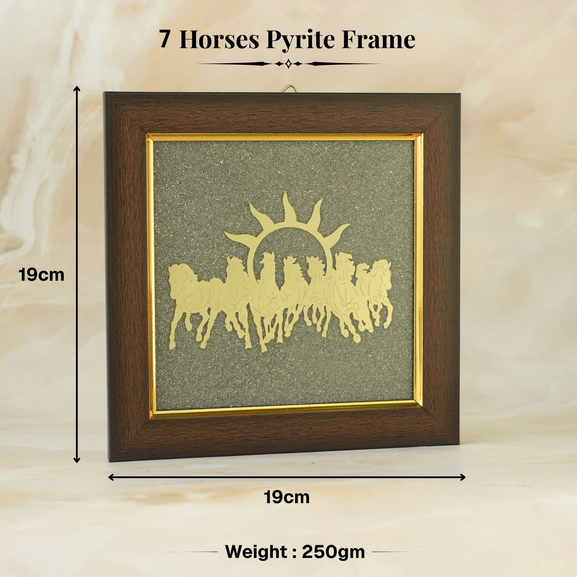 7 Horses Pyrite Frame for Vaastu