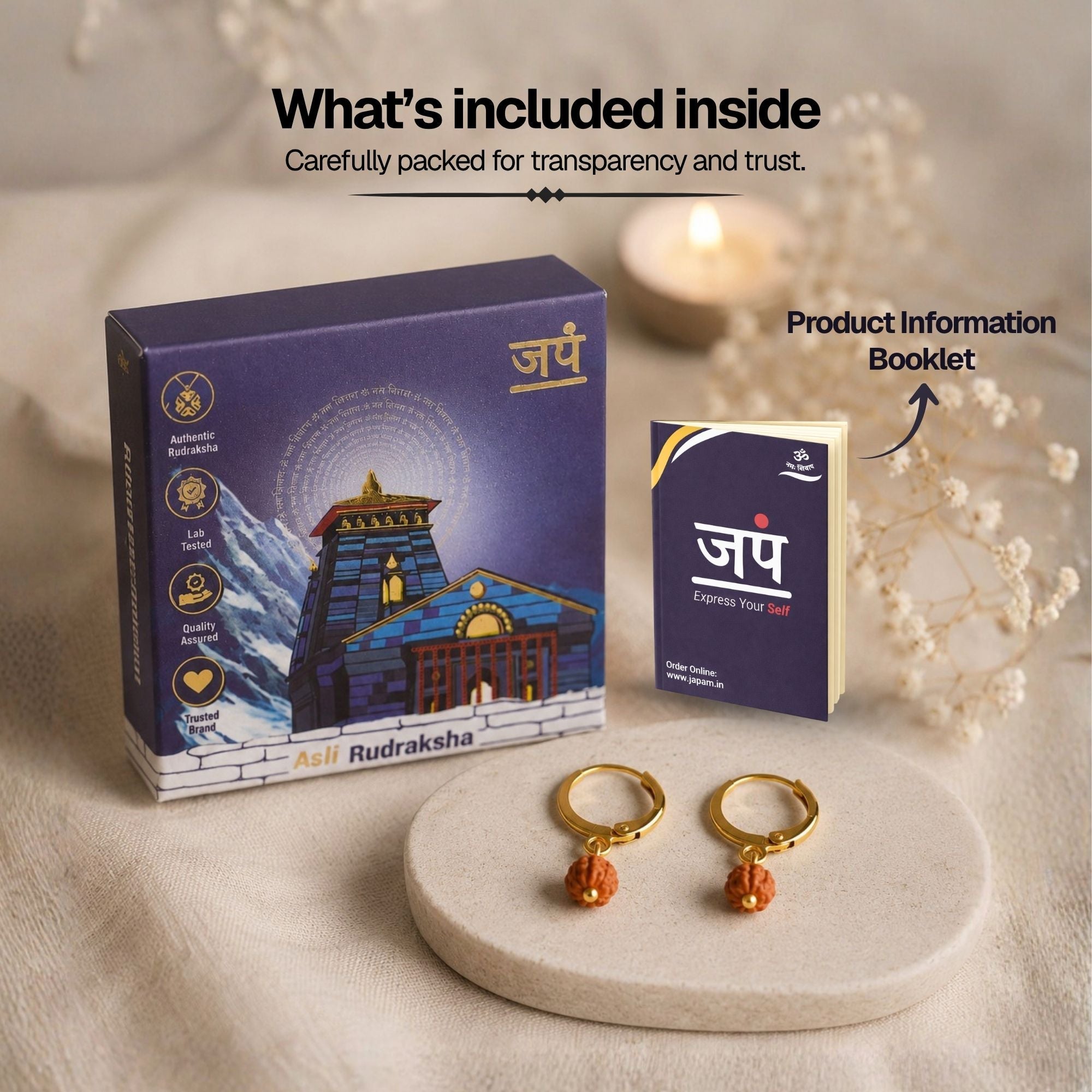 5 Mukhi Rudraksha Hoop Earrings