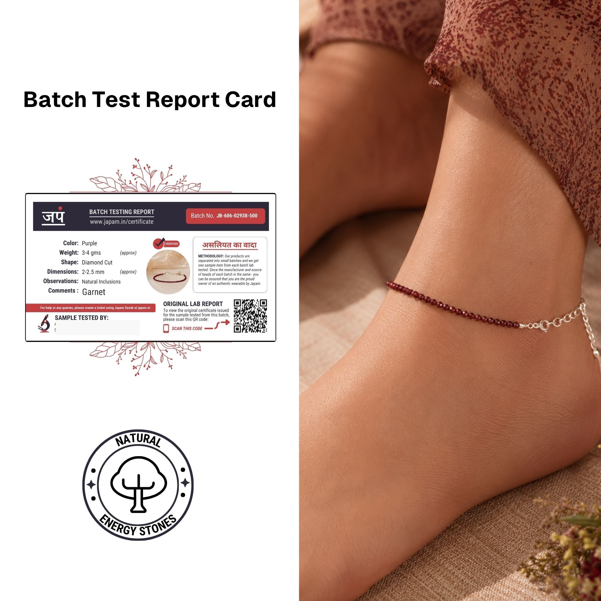 Diamond Cut Garnet Anklet