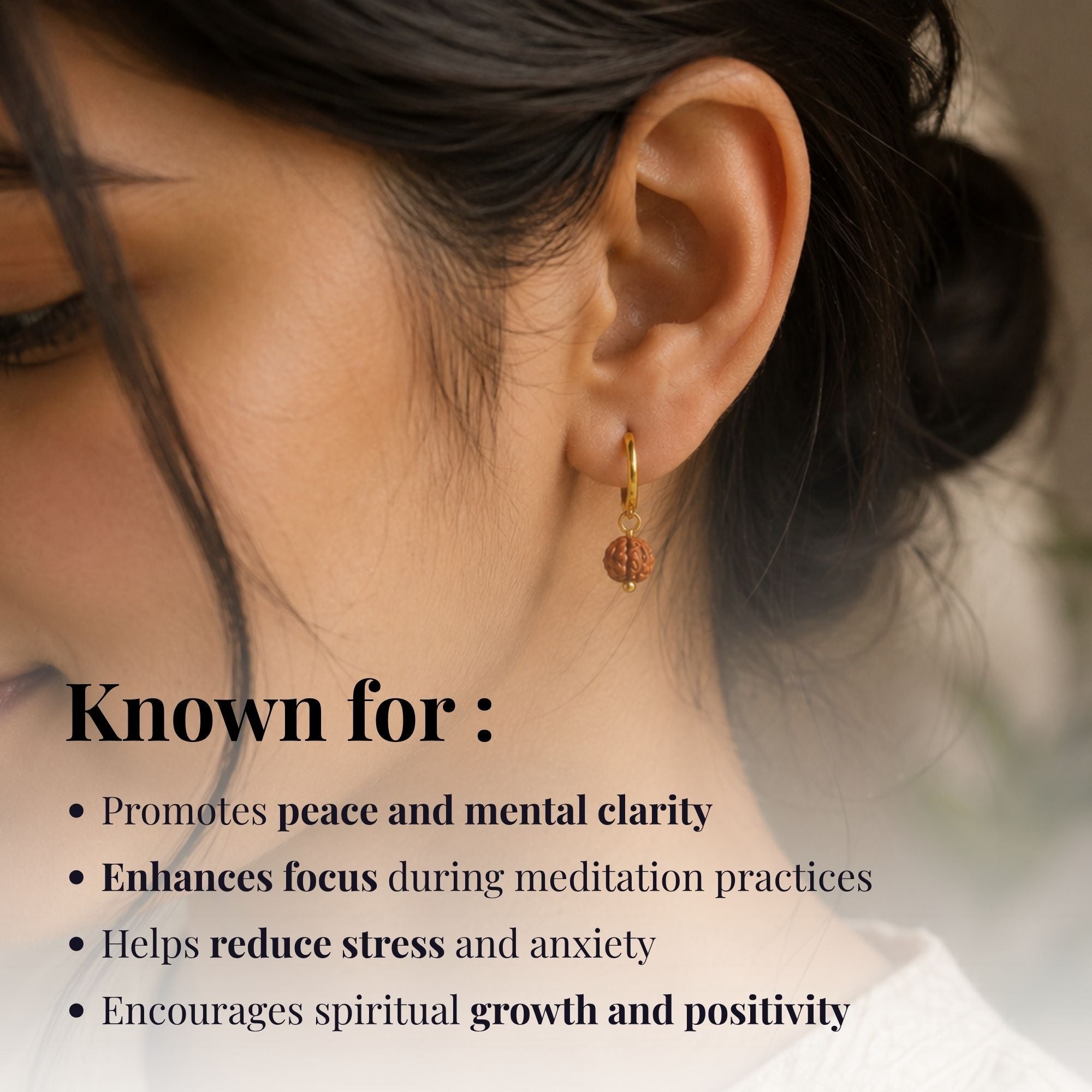 5 Mukhi Rudraksha Hoop Earrings