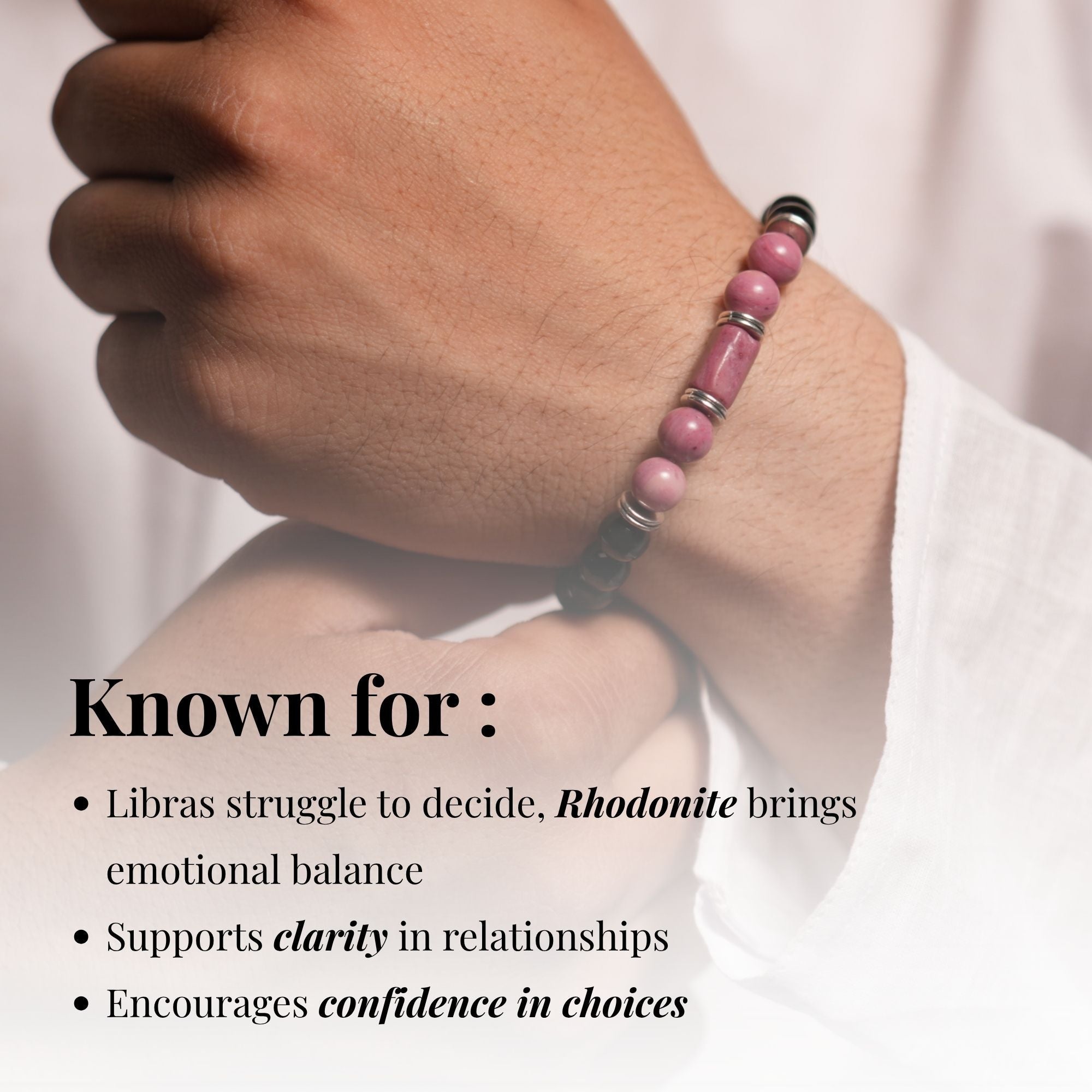 Rhodonite Zodiac Band – Libra (तुला राशि)