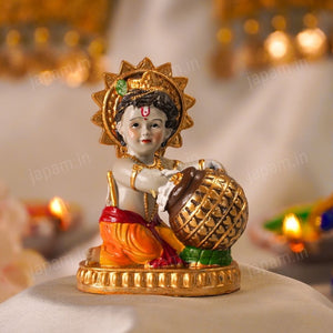 Natkhat Bal Krishna Idol with Makhan Handi