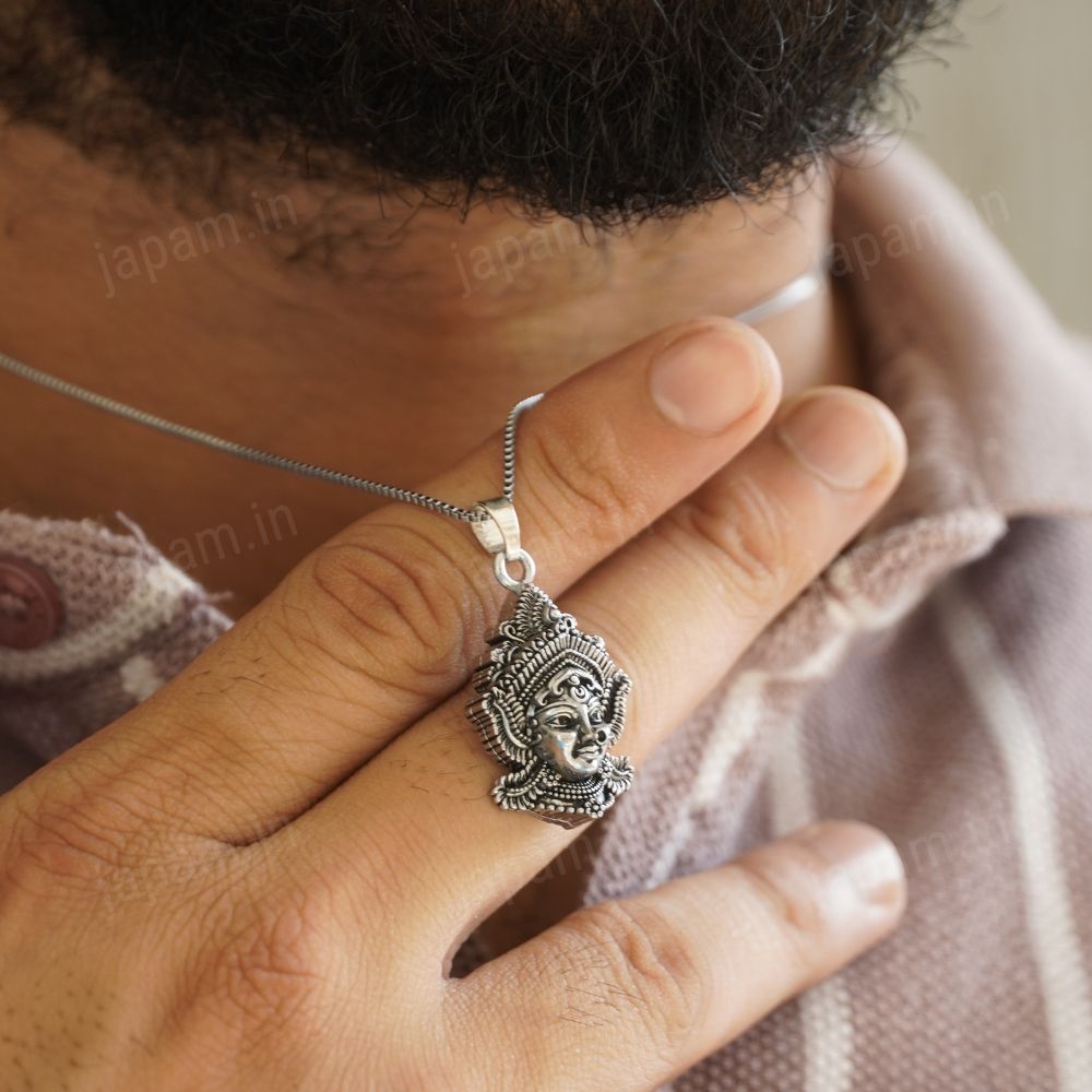 Oxi Silver Bhavani Durga Necklace