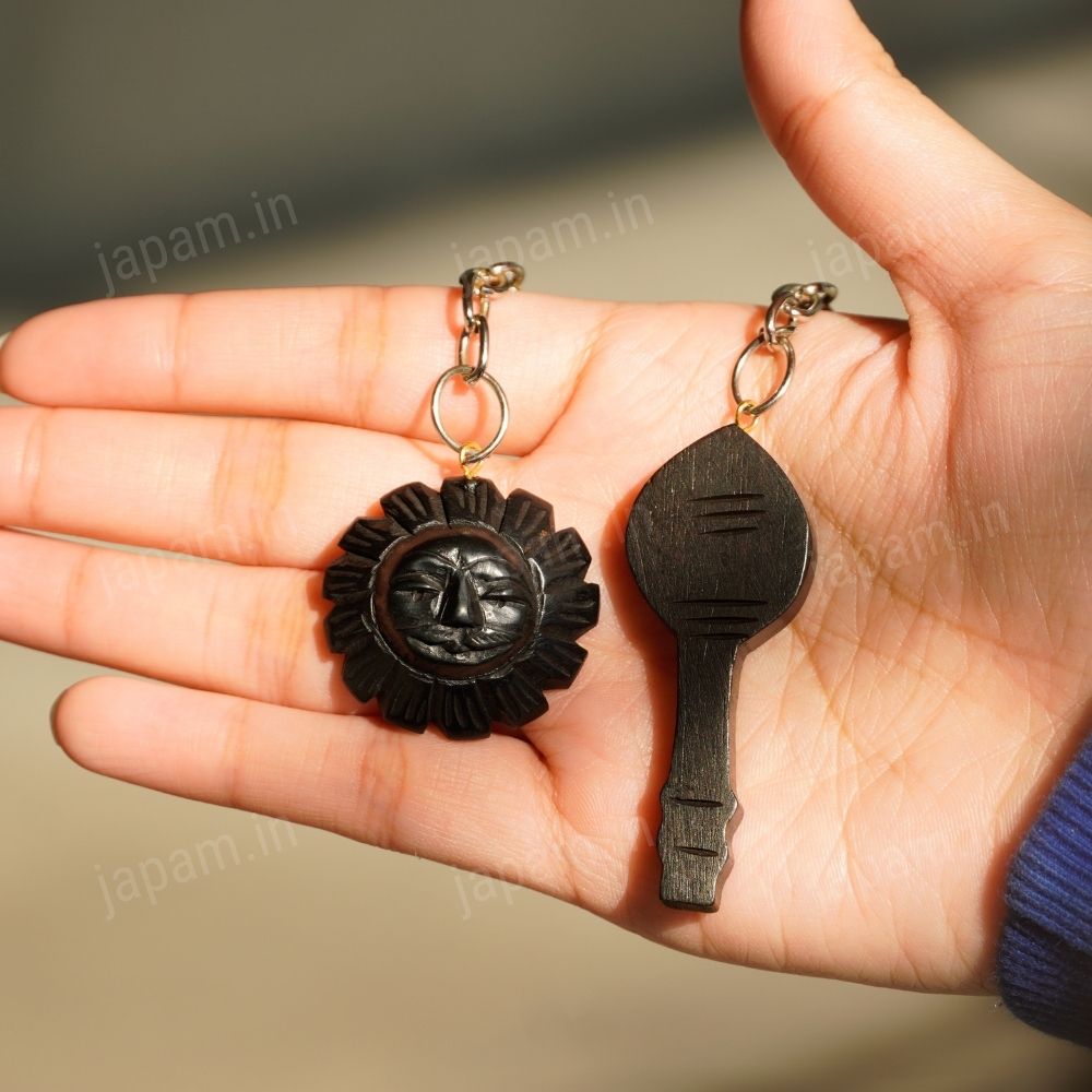 Karungali Vel & Surya Chhavi Keychain (Set of 2) - Natural Ebony Wood