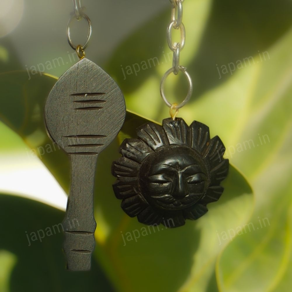 Karungali Vel & Surya Chhavi Keychain (Set of 2) - Natural Ebony Wood