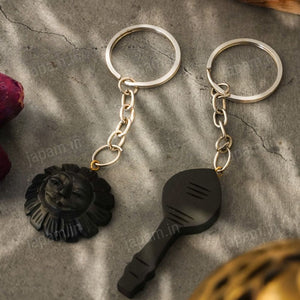 Karungali Vel & Surya Chhavi Keychain (Set of 2) - Natural Ebony Wood