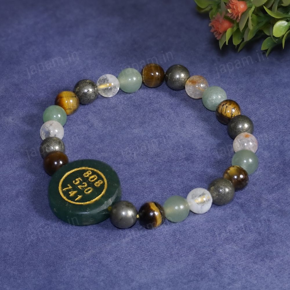 Money Magnet Fusion Bracelet with Zibu Stone - Pyrite, Tiger Eye, Citrine & Aventurine Beads