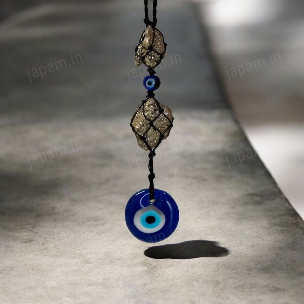 Nazar Rakshak Hanging Charm with Evil Eye and Pyrite stone for Vaastu