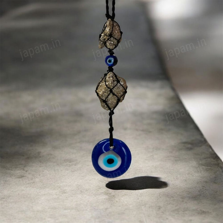 Nazar Rakshak Hanging Charm with Evil Eye and Pyrite stone for Vaastu