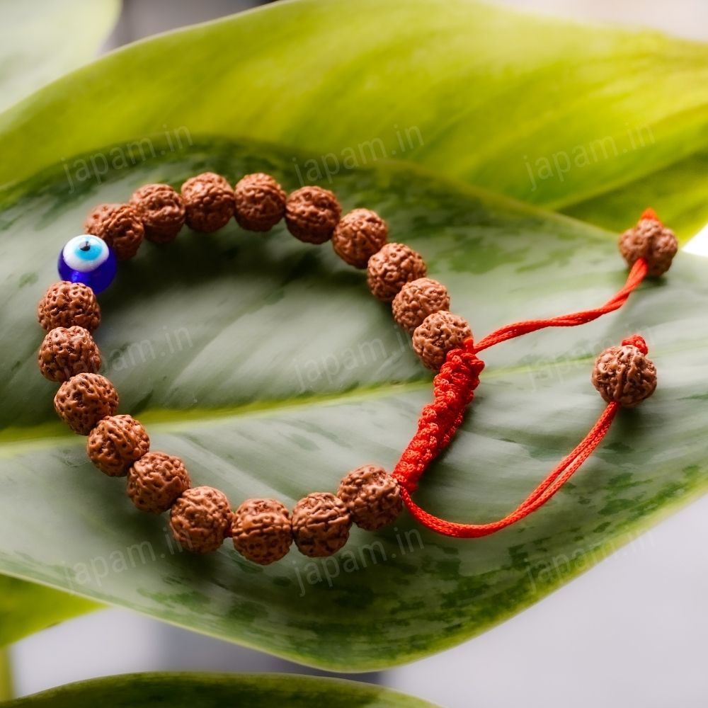 Authentic 5 Mukhi Rudraksha Evil Eye Tie-up Band