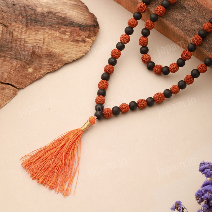 Divya Shaktam Rudraksha Karungali Mala - 108+1 Beads