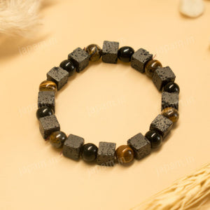 Tri-Energy Fusion Band with Tiger Eye, Black Onyx & Lava Beads
