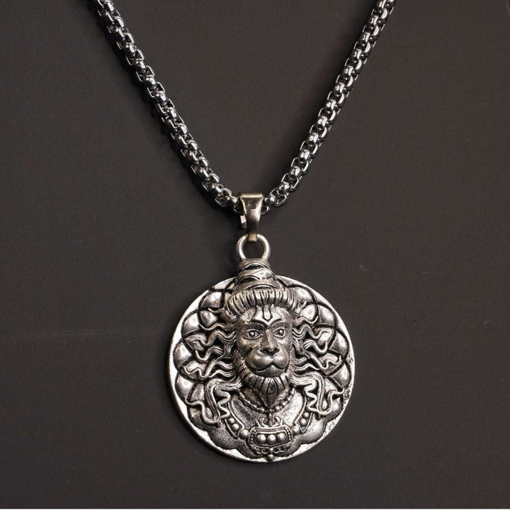 Silver Plated 3D Bajrangbali Hanuman Ji Necklace