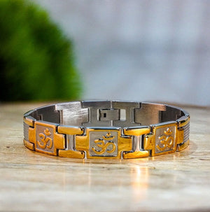 Gold Plated Om Tripti Duotone Spiritual Bracelet